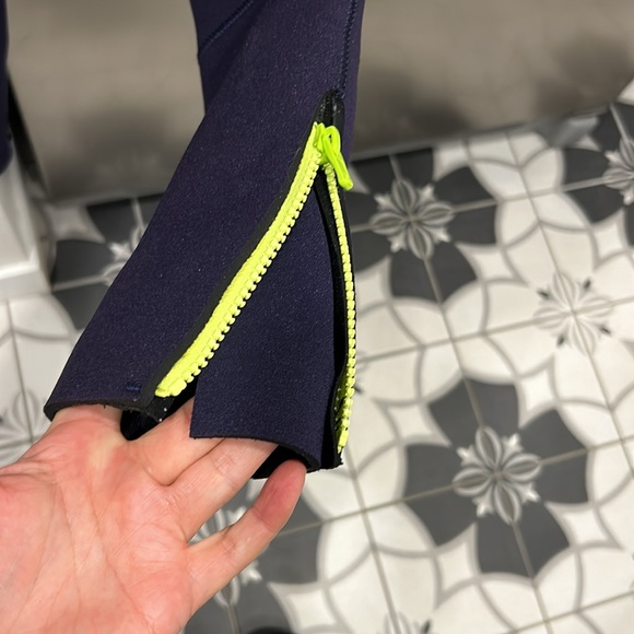 Kids' Surfing Wetsuit 4/3 Neoprene - 100 CW Blue Green - Picture 14 of 16